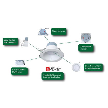 9.5IN LED Multi Watt Multi CCT V2 Down Light, UL & Energy Star